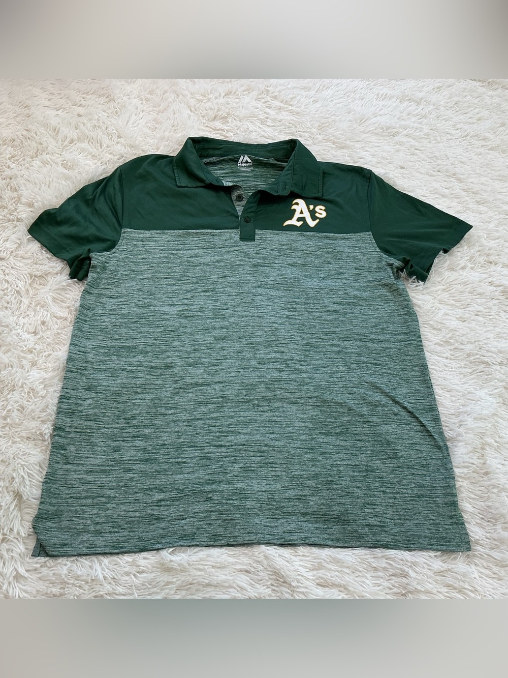 Oakland A's Green Heathered Polo Men’s size Larege